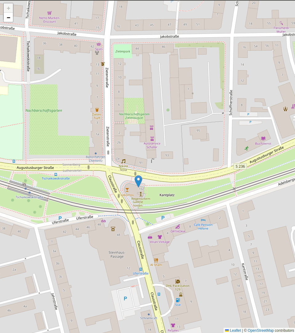 Map showing the location of the Chaostreff